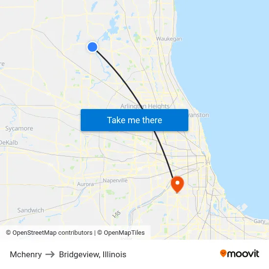 Mchenry to Bridgeview, Illinois map