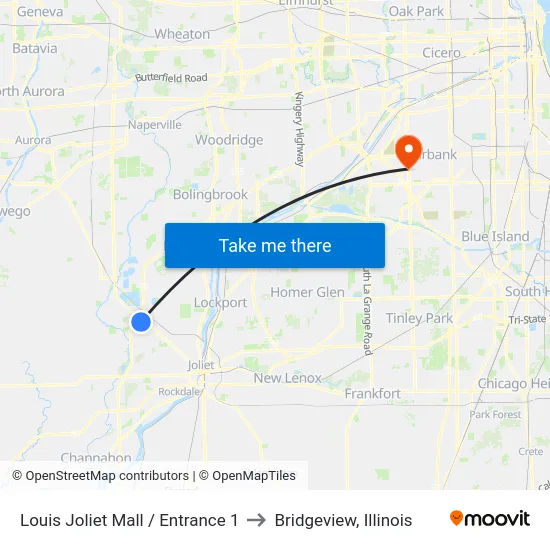 Louis Joliet Mall / Entrance 1 to Bridgeview, Illinois map