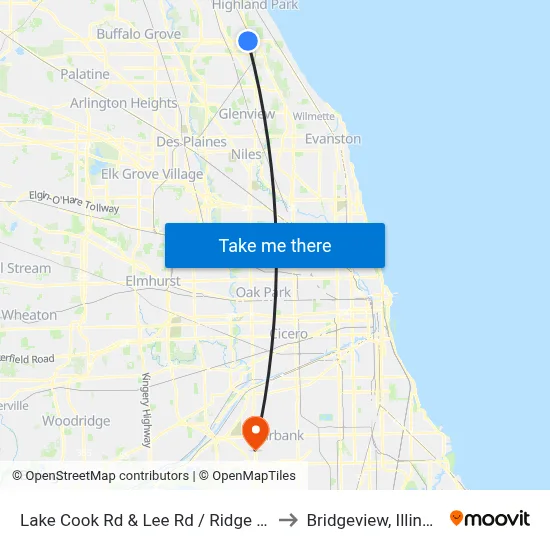 Lake Cook Rd & Lee Rd / Ridge Rd to Bridgeview, Illinois map