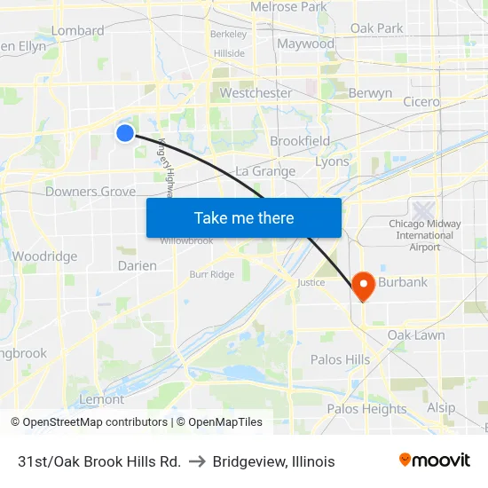31st/Oak Brook Hills Rd. to Bridgeview, Illinois map