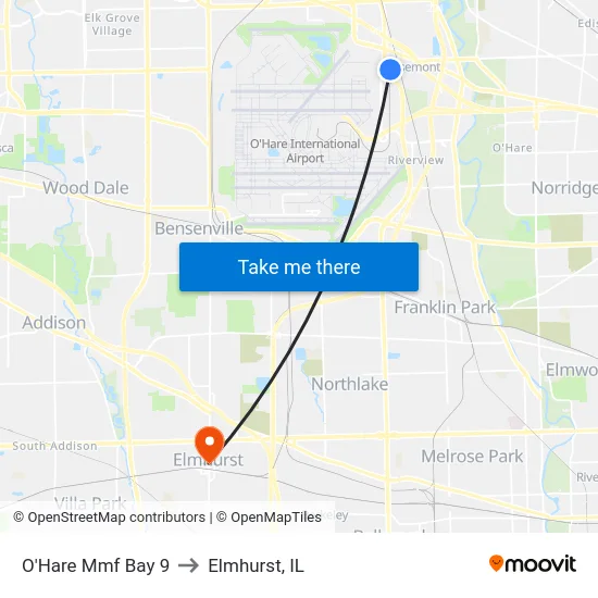 O'Hare Mmf Bay 9 to Elmhurst, IL map