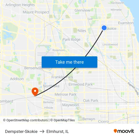 Dempster-Skokie to Elmhurst, IL map