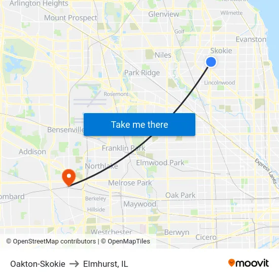 Oakton-Skokie to Elmhurst, IL map