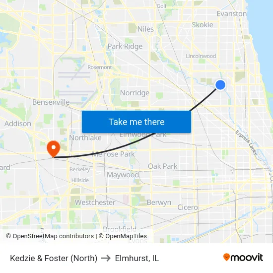 Kedzie & Foster (North) to Elmhurst, IL map