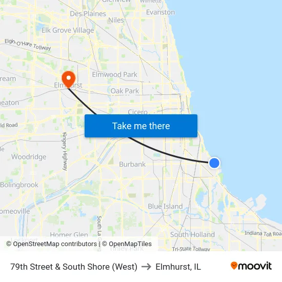 79th Street & South Shore (West) to Elmhurst, IL map