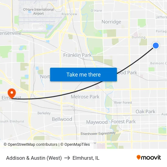 Addison & Austin (West) to Elmhurst, IL map