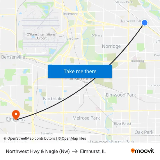 Northwest Hwy & Nagle (Nw) to Elmhurst, IL map
