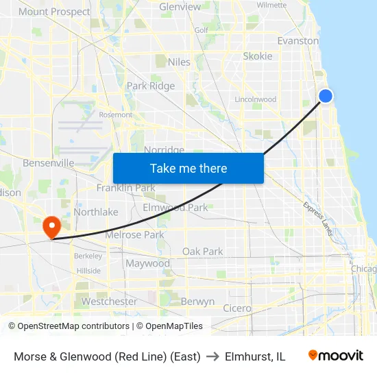 Morse & Glenwood (Red Line) (East) to Elmhurst, IL map