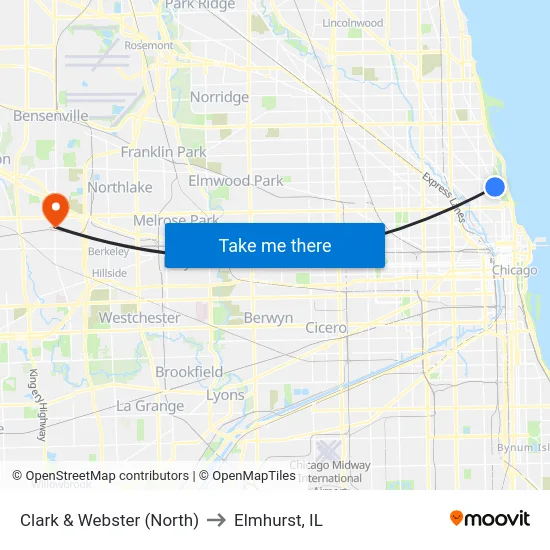 Clark & Webster (North) to Elmhurst, IL map
