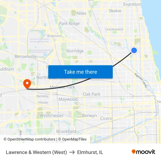 Lawrence & Western (West) to Elmhurst, IL map