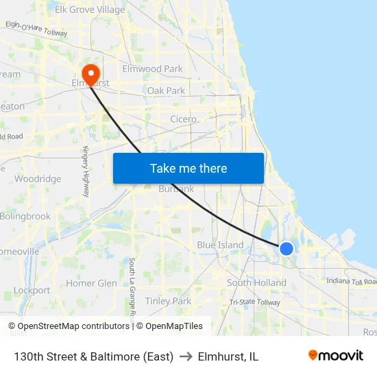 130th Street & Baltimore (East) to Elmhurst, IL map