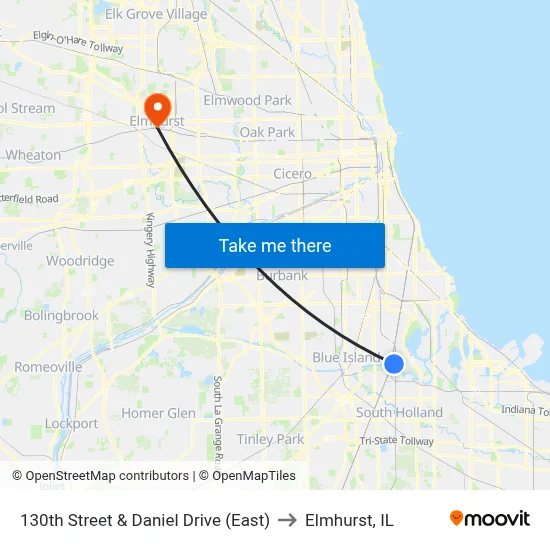 130th Street & Daniel Drive (East) to Elmhurst, IL map