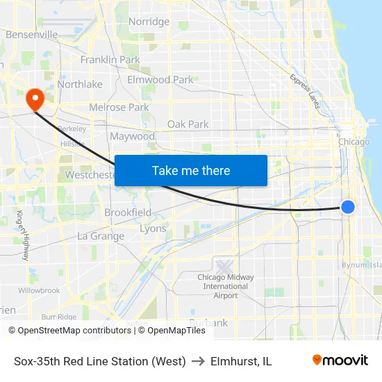 Sox-35th Red Line Station (West) to Elmhurst, IL map