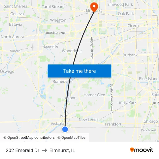 202 Emerald Dr to Elmhurst, IL map