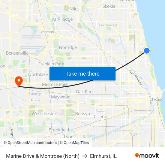Marine Drive & Montrose (North) to Elmhurst, IL map