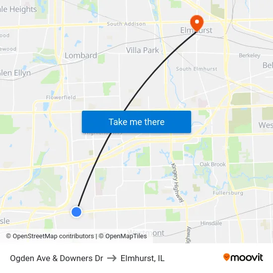 Ogden Ave & Downers Dr to Elmhurst, IL map