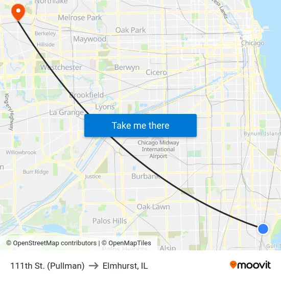 111th St. (Pullman) to Elmhurst, IL map
