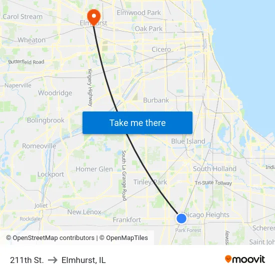 211th St. to Elmhurst, IL map