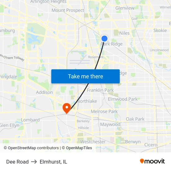 Dee Road to Elmhurst, IL map