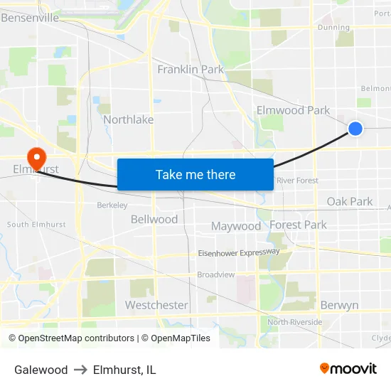 Galewood to Elmhurst, IL map
