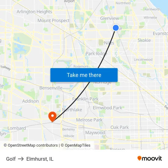 Golf to Elmhurst, IL map