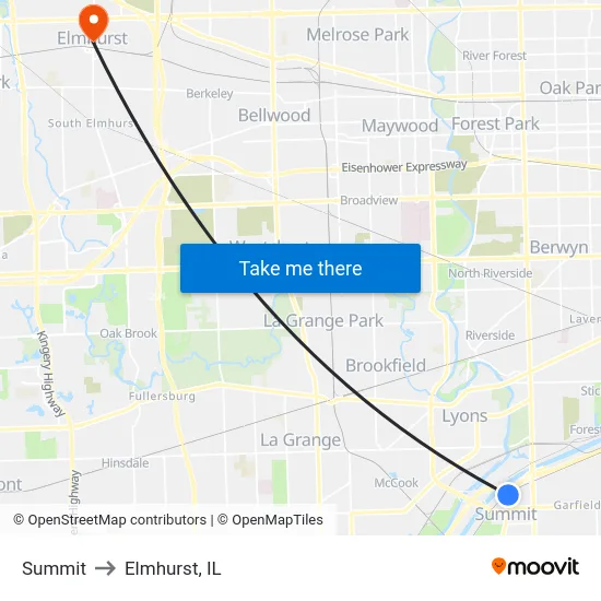 Summit to Elmhurst, IL map