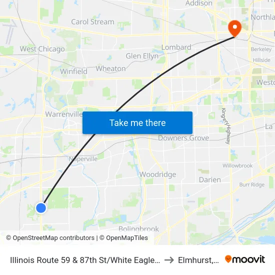 Illinois Route 59 & 87th St/White Eagle Dr to Elmhurst, IL map