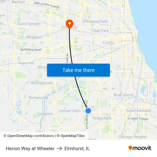 Herion Way at Wheeler to Elmhurst, IL map