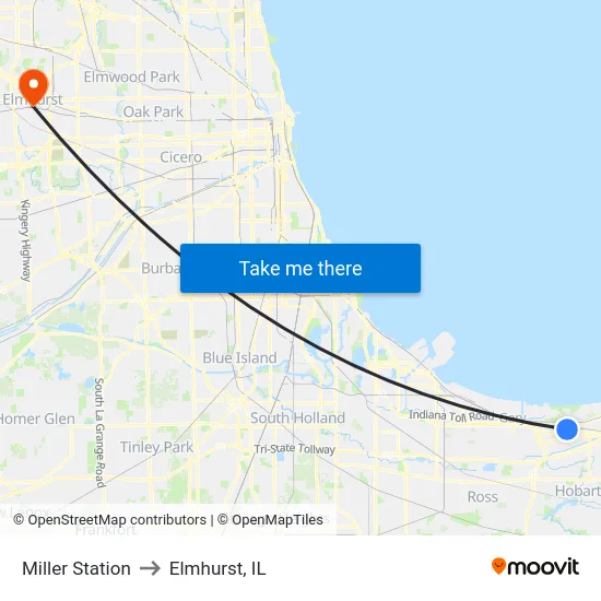 Miller Station to Elmhurst, IL map