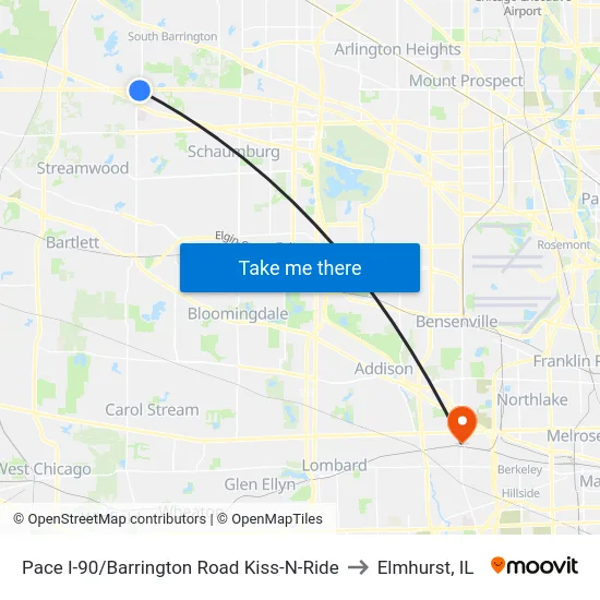 Pace I-90/Barrington Road Kiss-N-Ride to Elmhurst, IL map