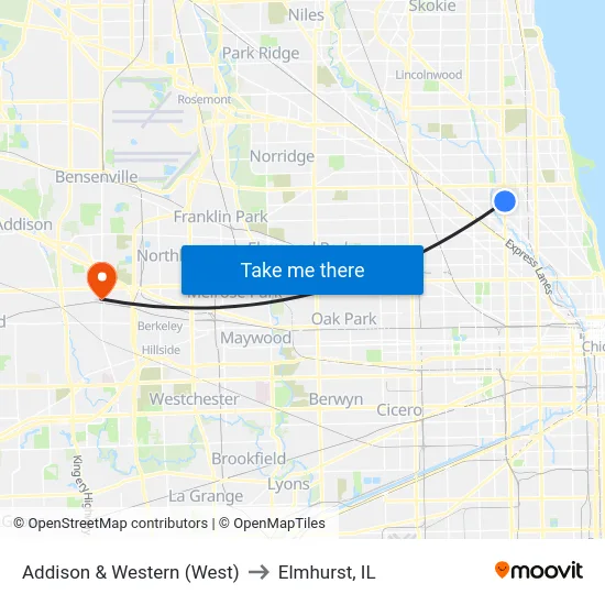 Addison & Western (West) to Elmhurst, IL map