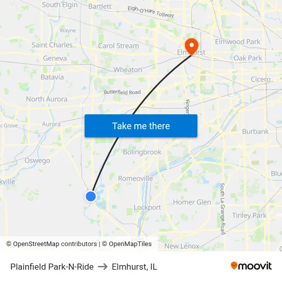 Plainfield Park-N-Ride to Elmhurst, IL map