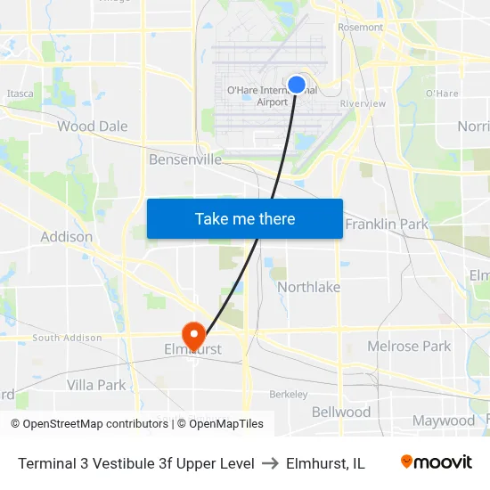 Terminal 3 Vestibule 3f Upper Level to Elmhurst, IL map
