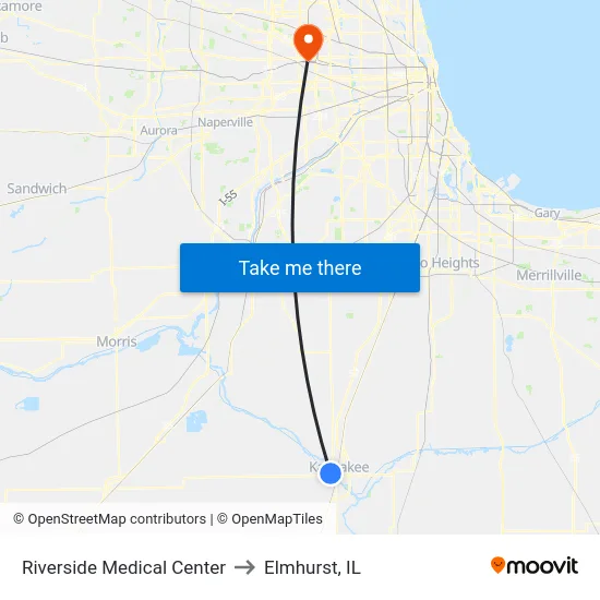 Riverside Medical Center to Elmhurst, IL map