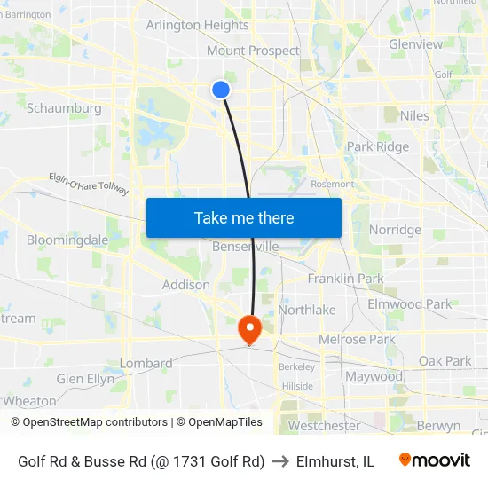Golf Rd & Busse Rd (@ 1731 Golf Rd) to Elmhurst, IL map