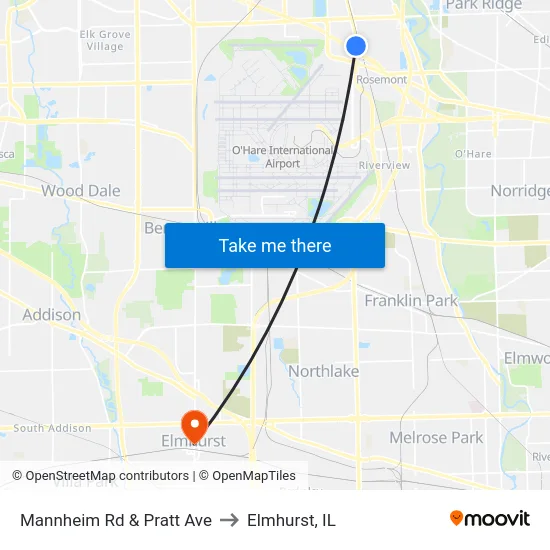 Mannheim Rd & Pratt Ave to Elmhurst, IL map