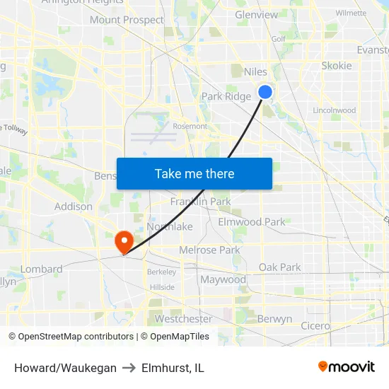 Howard/Waukegan to Elmhurst, IL map