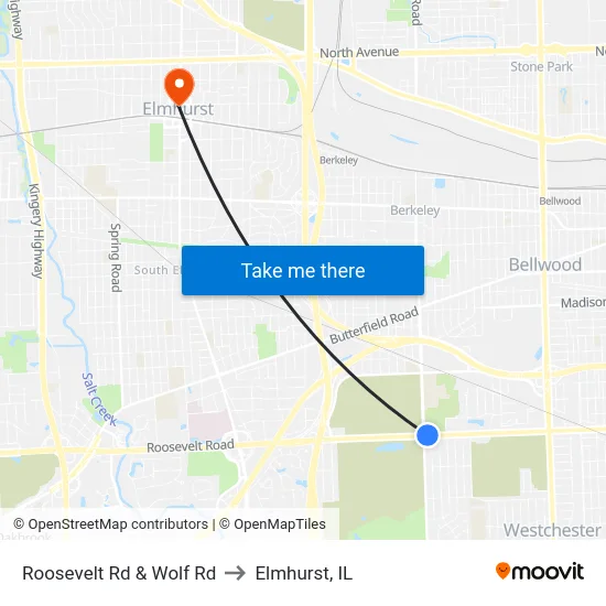 Roosevelt Rd & Wolf Rd to Elmhurst, IL map