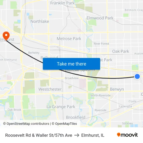 Roosevelt Rd & Waller St/57th Ave to Elmhurst, IL map