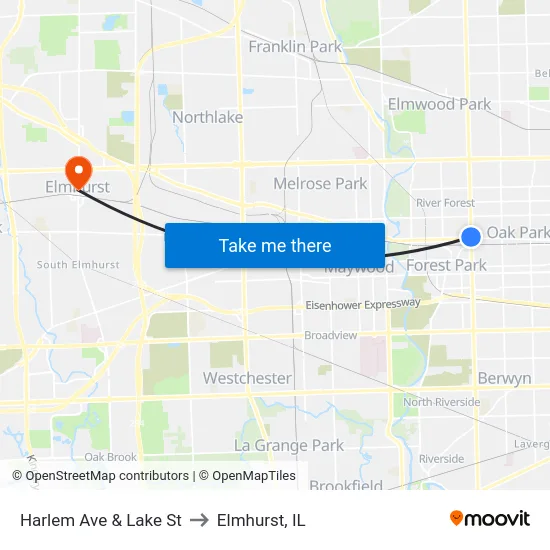 Harlem Ave & Lake St to Elmhurst, IL map