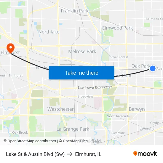 Lake St & Austin Blvd (Sw) to Elmhurst, IL map