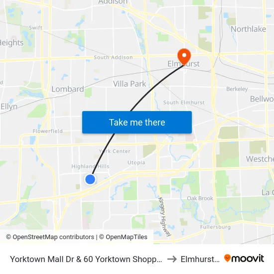 Yorktown Mall Dr & 60 Yorktown Shopping Ctr to Elmhurst, IL map