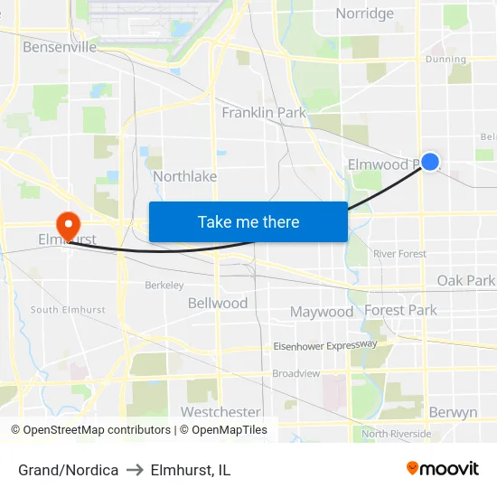 Grand/Nordica to Elmhurst, IL map