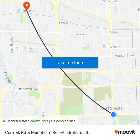 Cermak Rd & Mannheim Rd to Elmhurst, IL map
