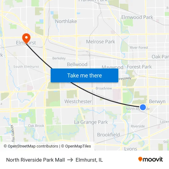 North Riverside Park Mall to Elmhurst, IL map