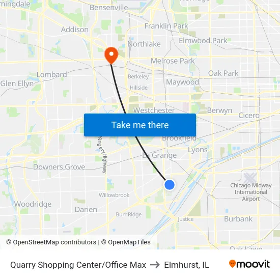 Quarry Shopping Center/Office Max to Elmhurst, IL map