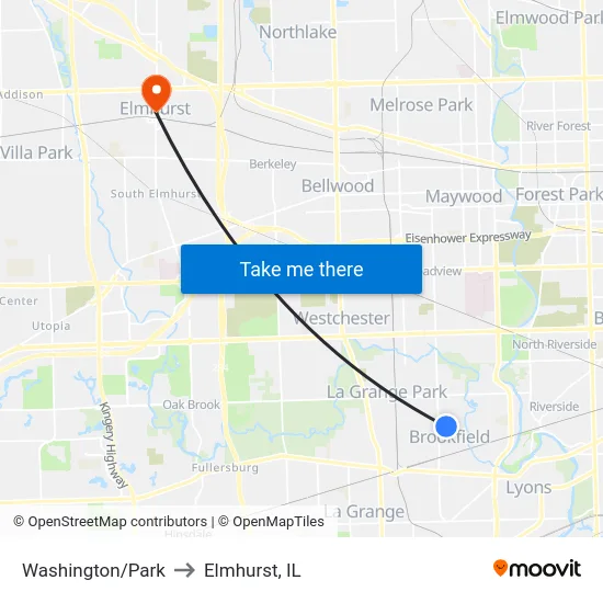 Washington/Park to Elmhurst, IL map