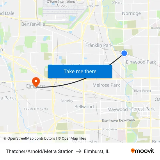 Thatcher/Arnold/Metra Station to Elmhurst, IL map