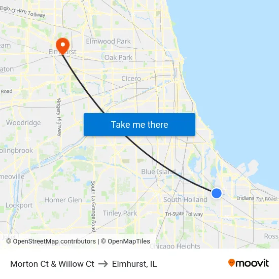 Morton Ct & Willow Ct to Elmhurst, IL map