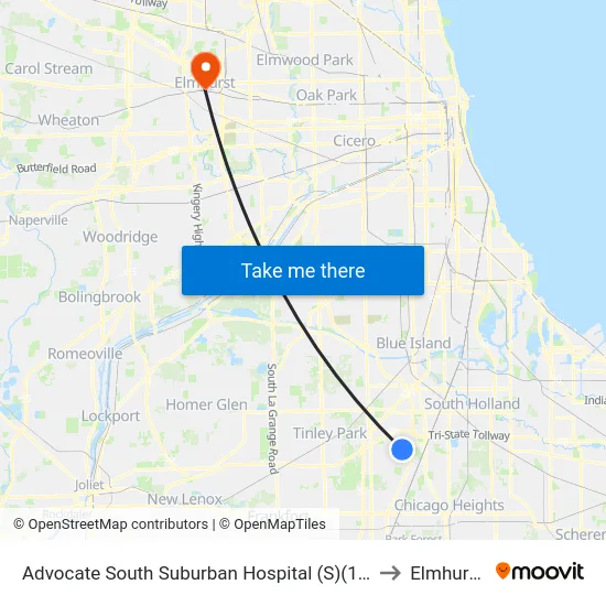 Advocate South Suburban Hospital (S)(17800 Kedzie) to Elmhurst, IL map